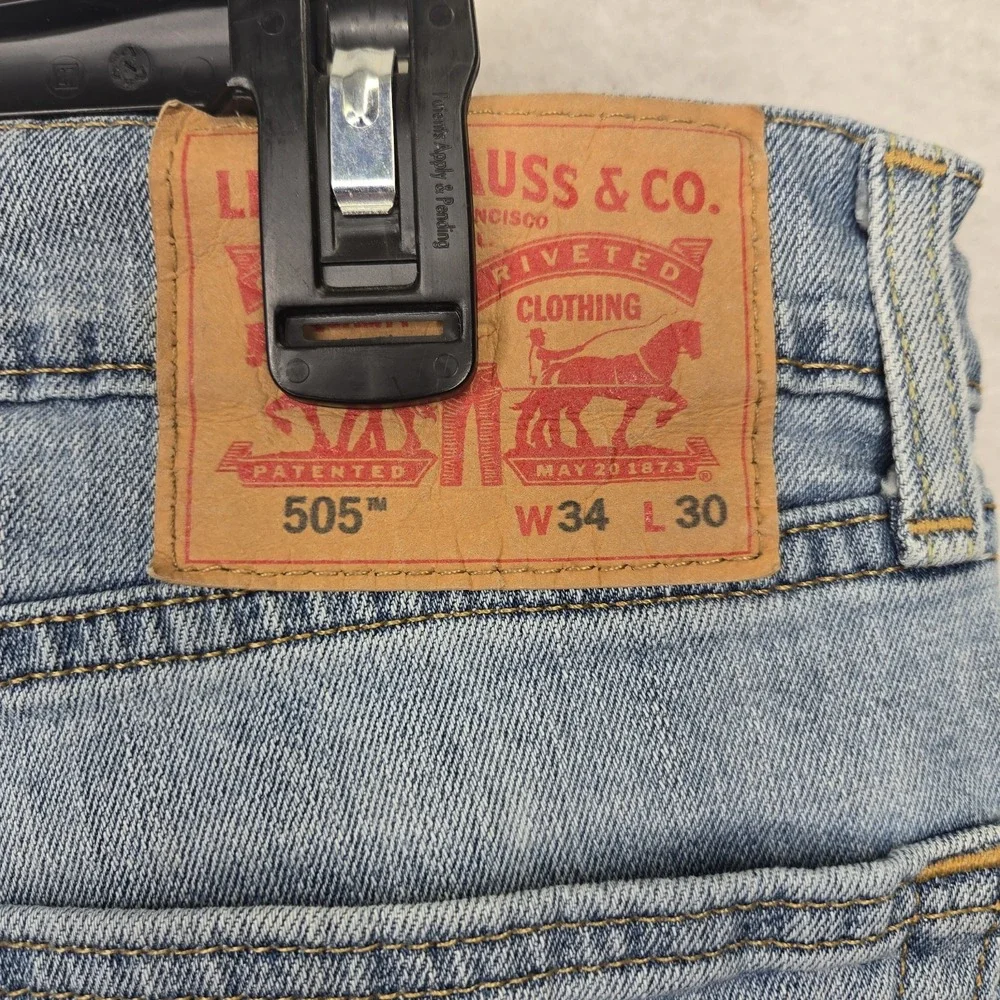 Levi's 505 Jeans 34x30 Regular Fit Blue Denim‎ Light Wash